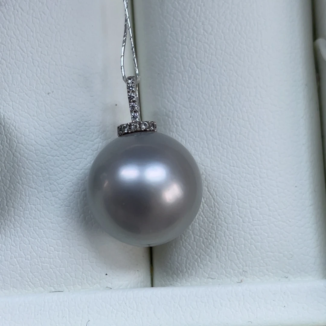 海水珍珠18K金镶嵌吊坠(不含链)13.2mm