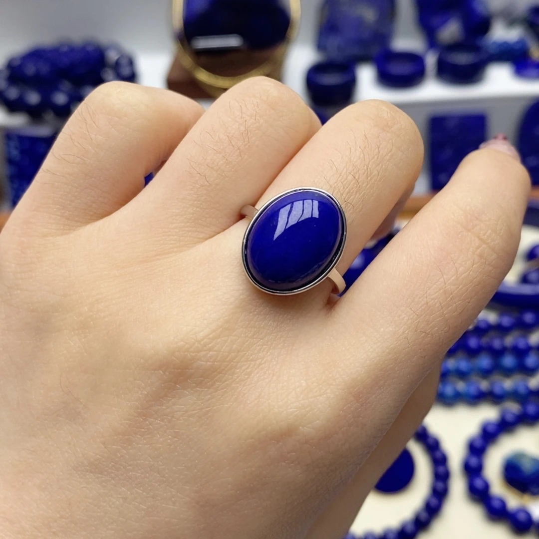 青金石银S925镶嵌戒指