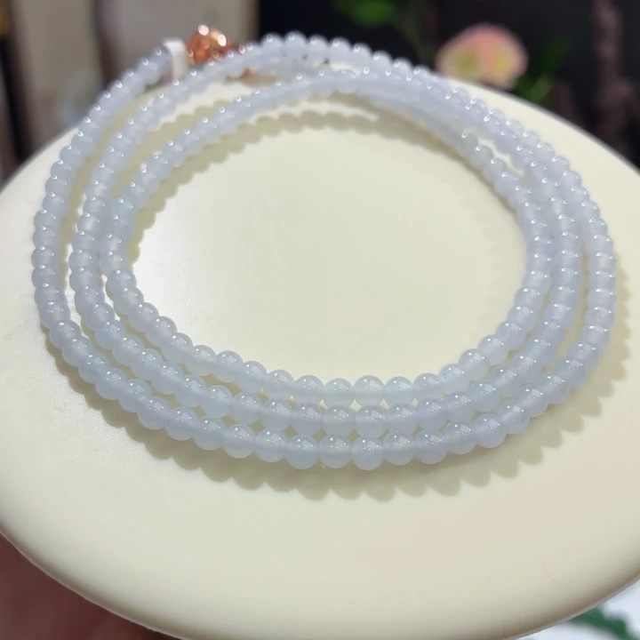 翡翠未镶嵌手链冰胶浅紫卡3.9