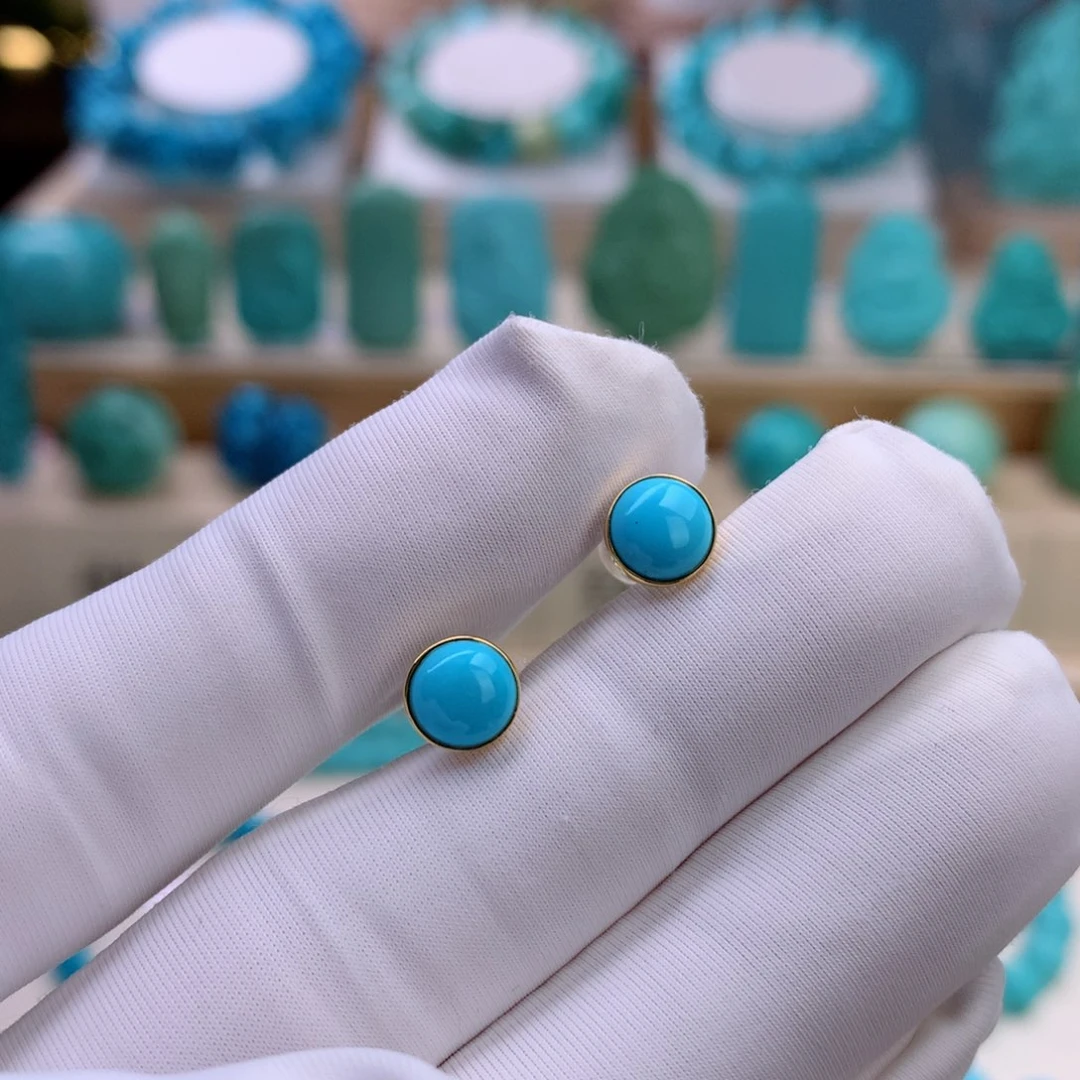 绿松石18K金镶嵌挂件