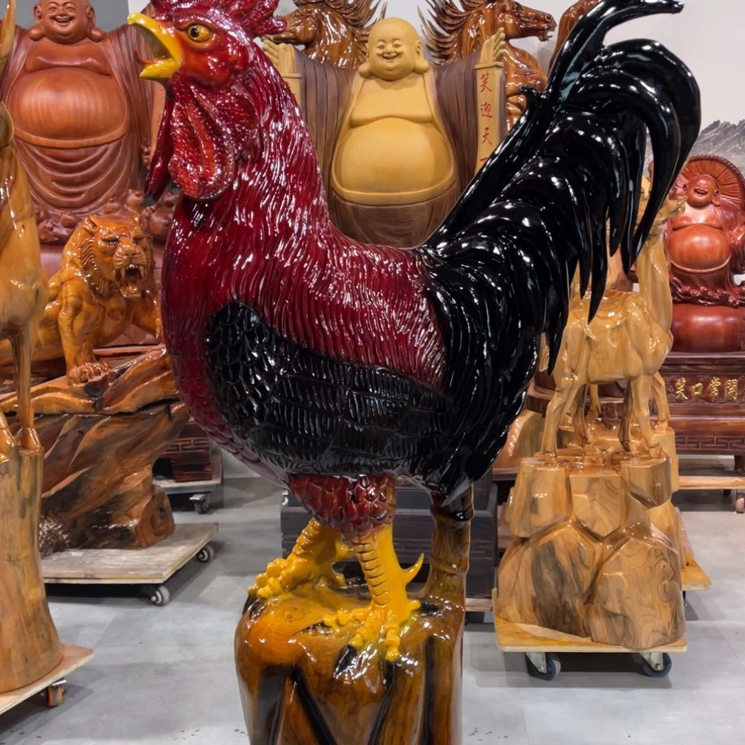 《***》香樟木香樟木手工雕刻金鸡