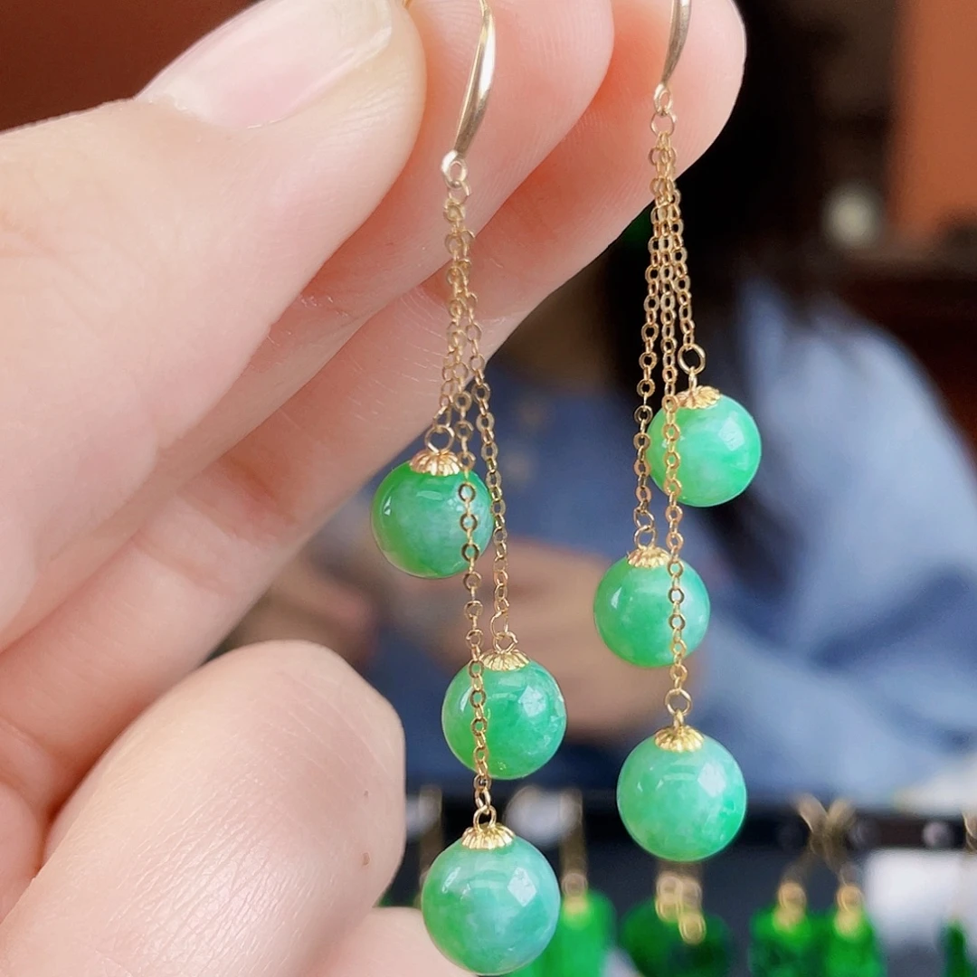 翡翠18K金镶嵌耳饰