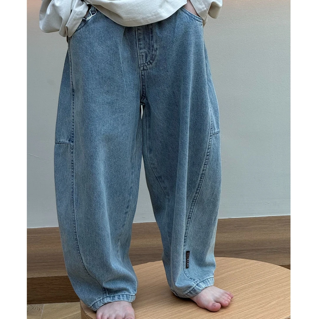 vilimama2025春款浅蓝色赛洛纺牛仔大童裤子百搭长裤牛仔裤25502