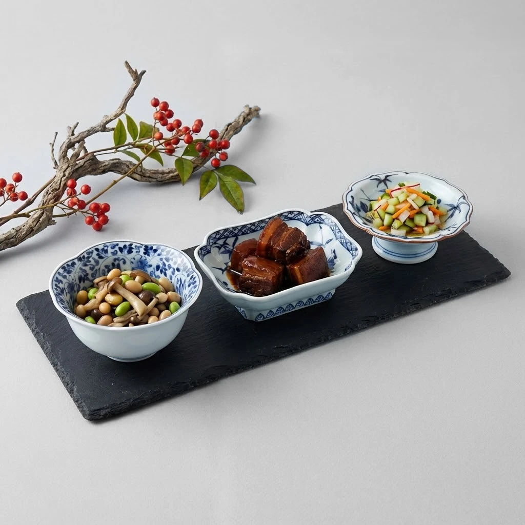 日本波佐见烧高山甜品盘青花瓷家用陶瓷餐具防烫复古家用菜碟