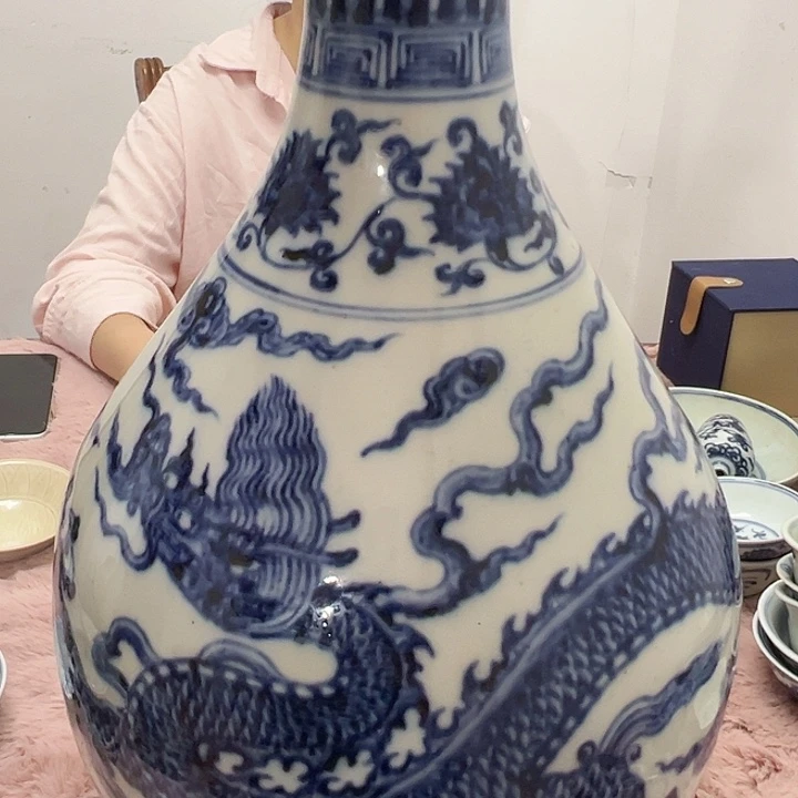 瓷片不**茶青花龙纹饰玉壶春瓶