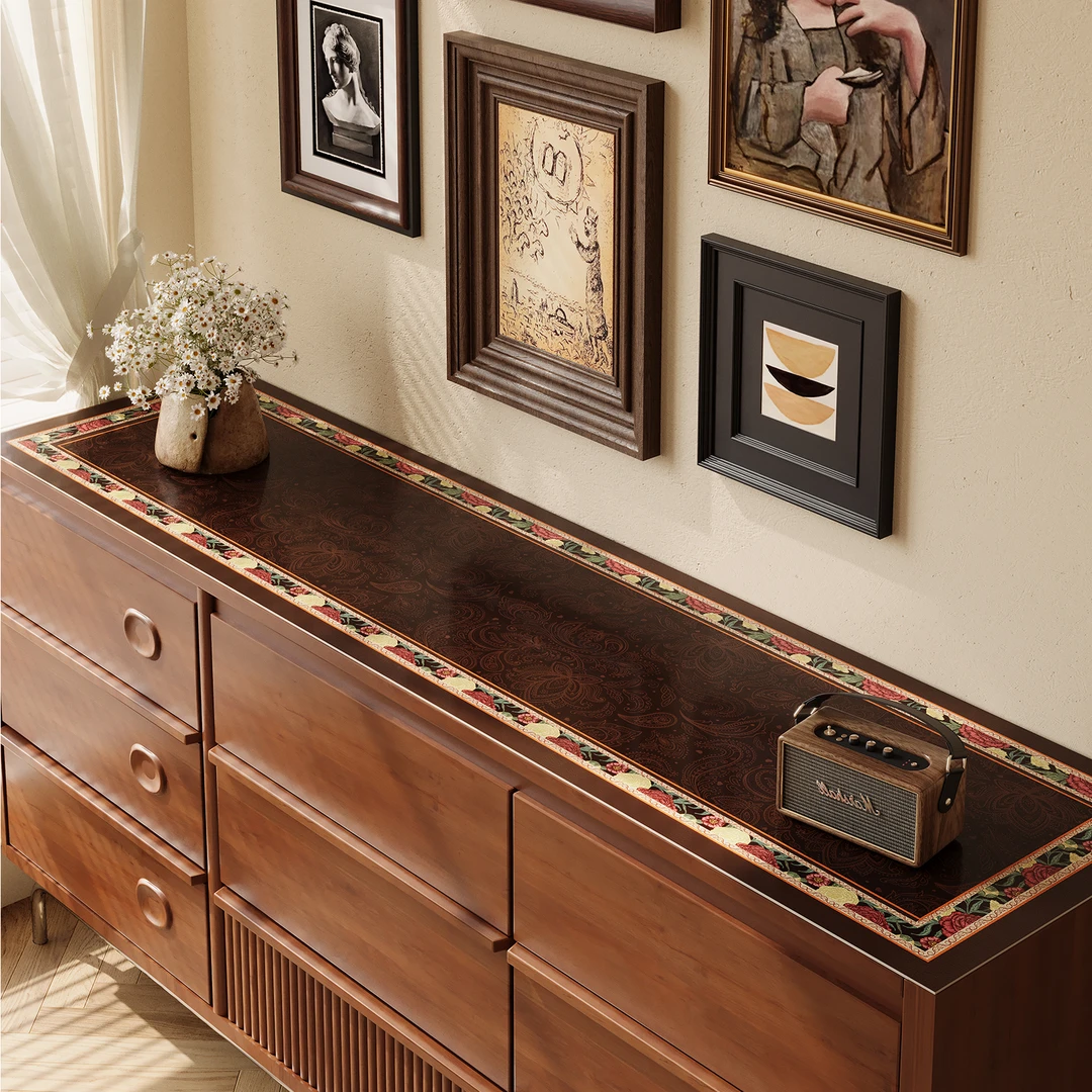 忘忧虫轻奢皮革餐边柜垫防水防污高级电视柜垫免洗耐脏玄关台面垫