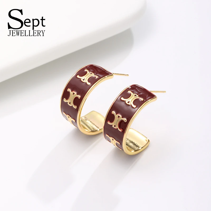 铜合金耳饰 《货号1898》凯 设计师款经典气质C圈耳环