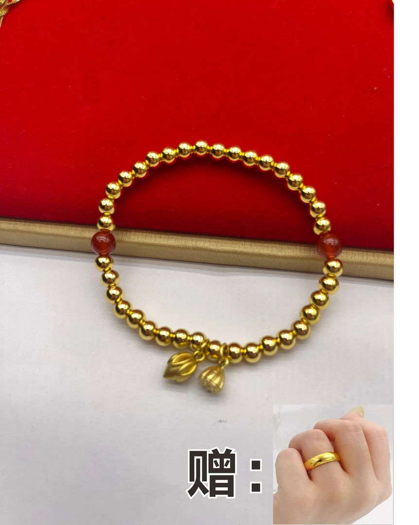 【直播专属】黄金999。金珠玛瑙两世欢手串