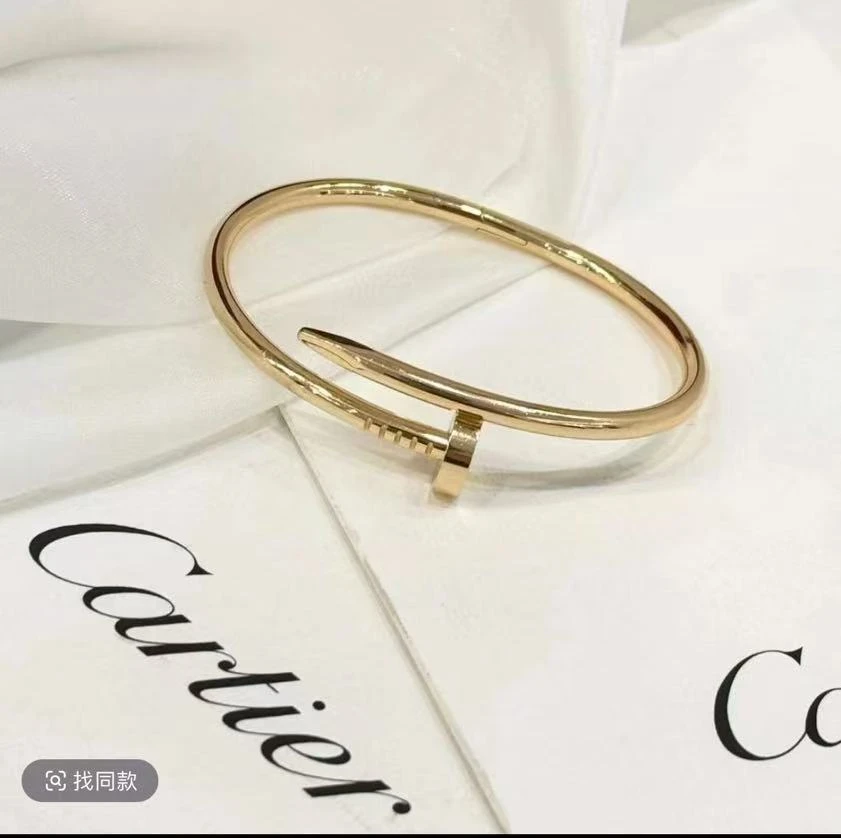 99新 Cartier/卡地亚 蔚蓝/7姐北京专场/18K玫瑰金钉子手镯16码