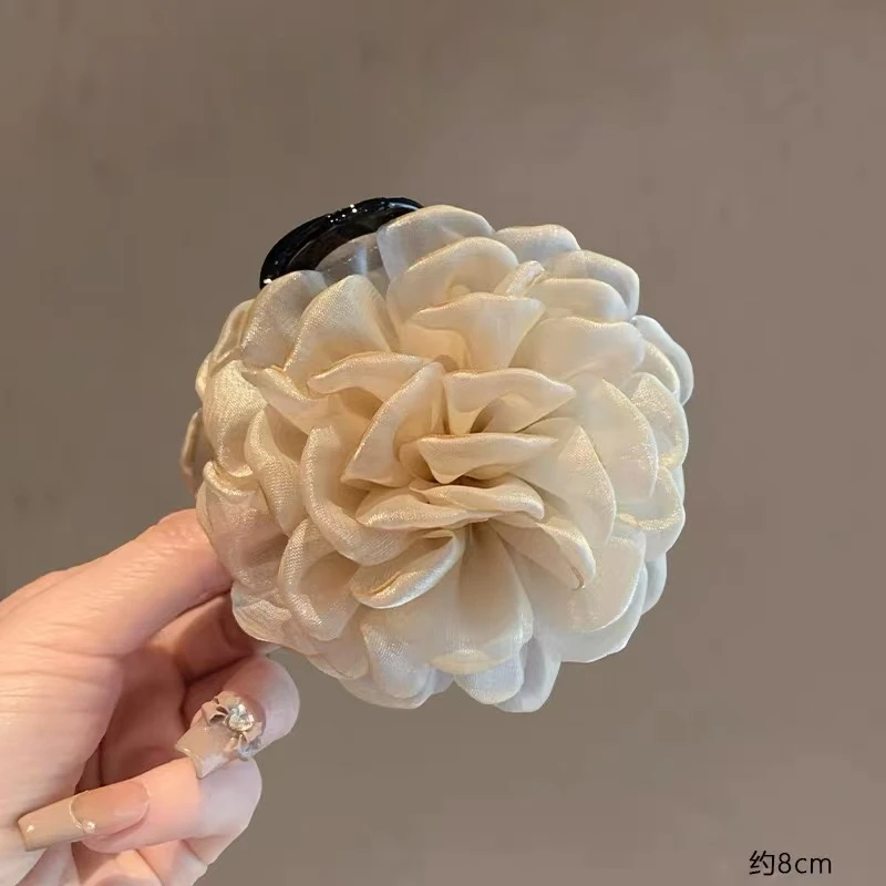 【玫瑰花8CM】高级感立体玫瑰花抓夹2025新款后脑勺盘发鲨鱼夹头饰