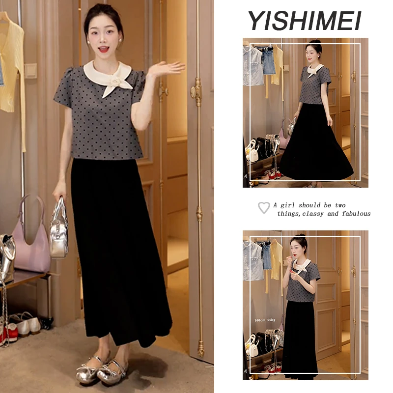 今年流行一整套2025年新款法式气质短袖上衣高腰显瘦半身裙两件套