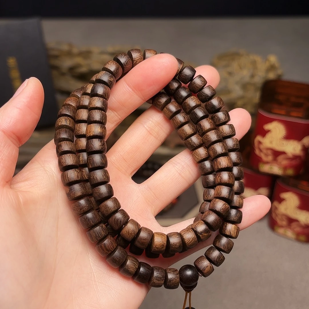 手串沉香越南富森红土玉化瘤疤0.6×0.8×108