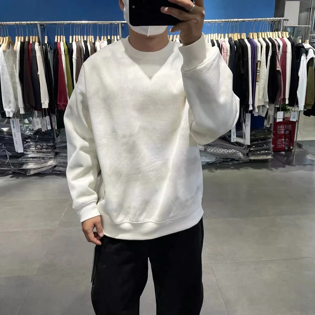 娜娜家2025新款百搭复古扎染渐变波纹圆领加绒男款卫衣5018