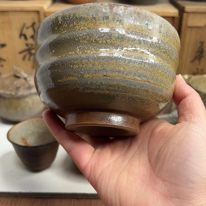 备前烧，川上忠美抹茶碗，