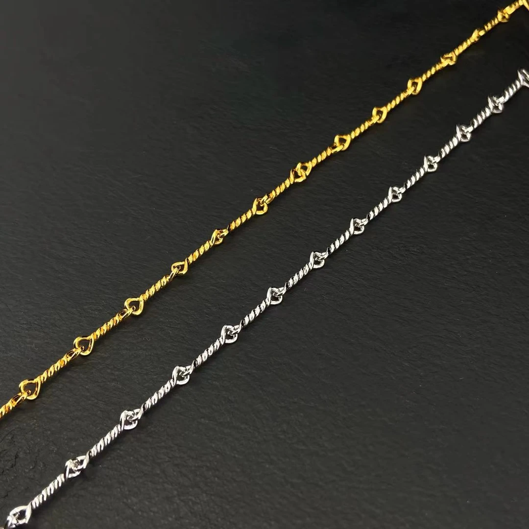 鸿聚隆 链子925银 NO273时尚百搭镀金竹节项链简约甜美素款欧美