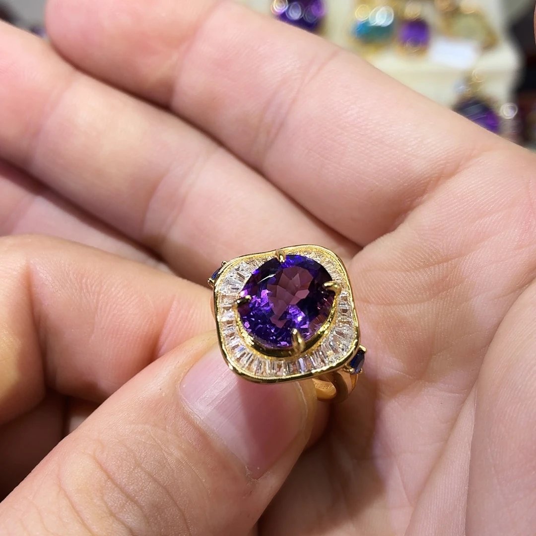 水晶戒指银S925镶嵌