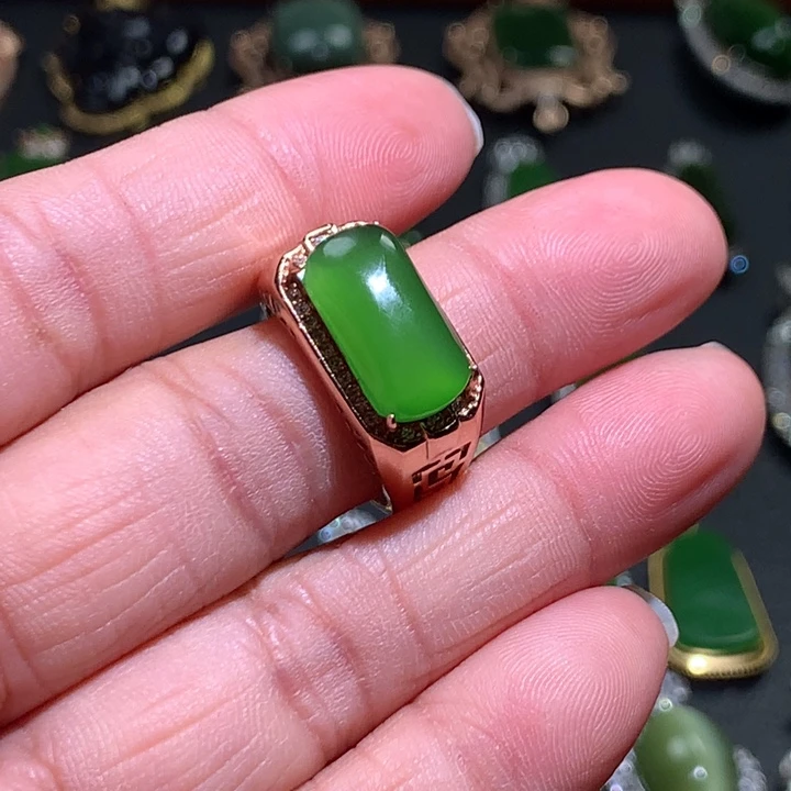和田玉戒指银S925镶嵌