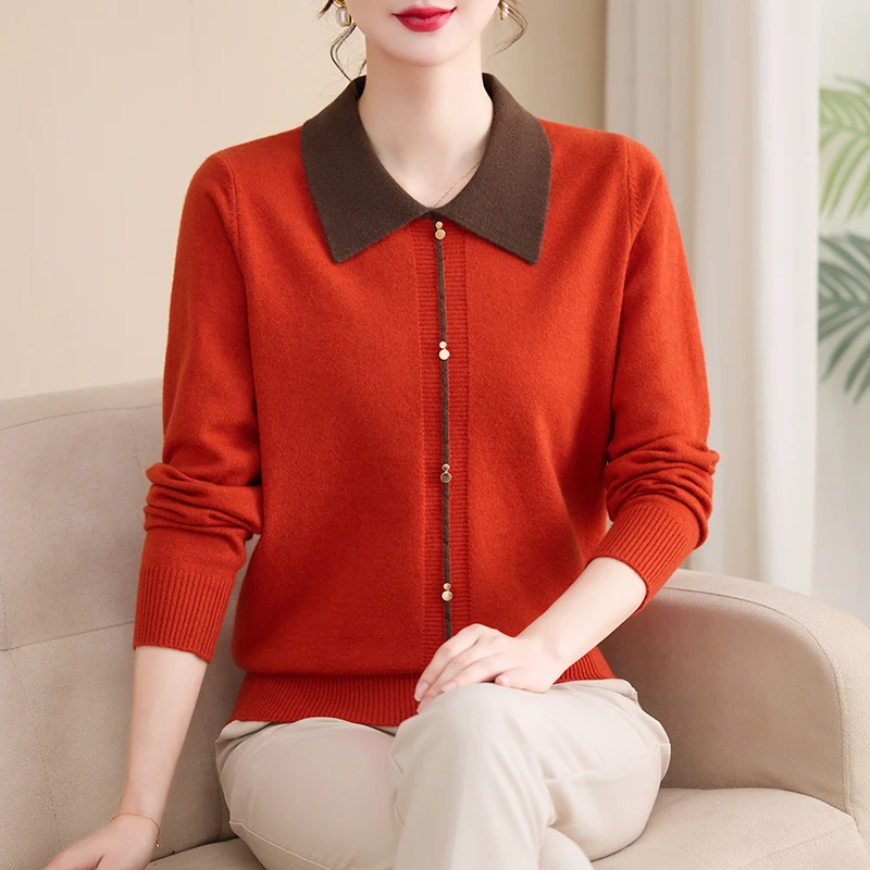 洋气妈妈装春秋薄毛衣中年妇女春季时尚上衣中老年宽松针织打底衫