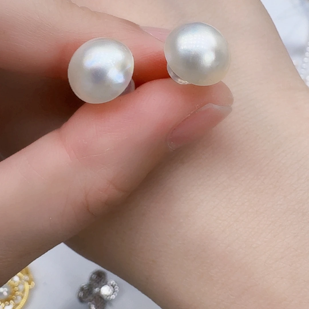 耳饰银S925镶嵌拼合珍珠（马贝珠）