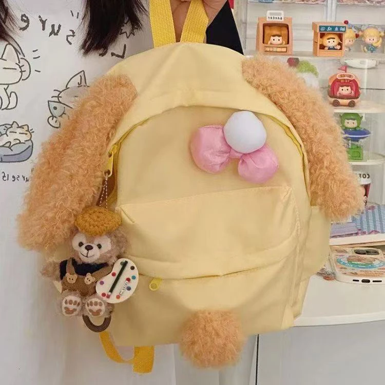 两个学院风大包或一大一小主播热销韩版毛绒卡通帆布单肩双肩包