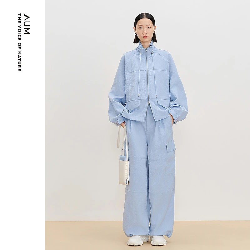 【轻松套装】AUM新款轻机能都市轻户外通勤矢车菊蓝裤子M1FZ12245