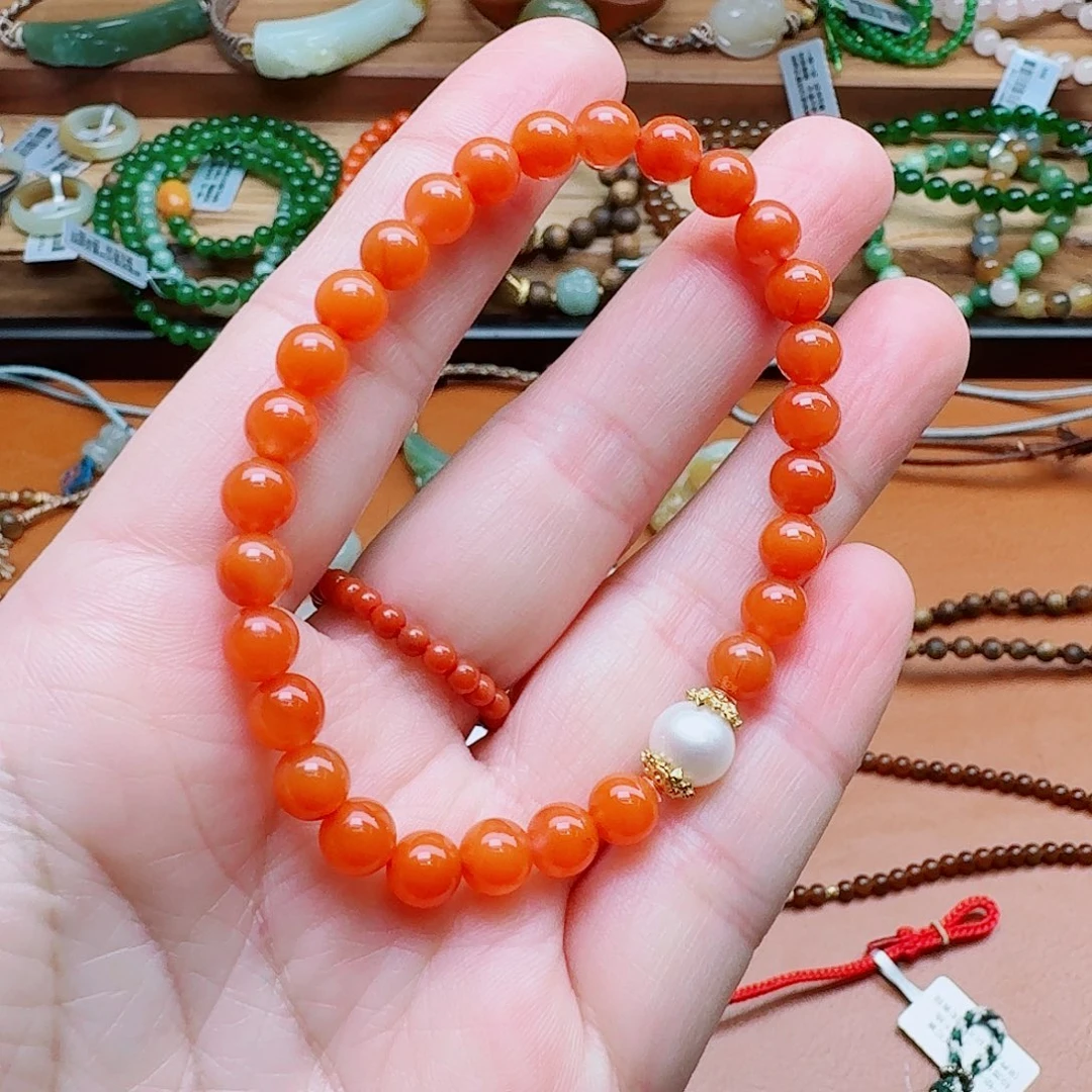 南红玛瑙未镶嵌手链