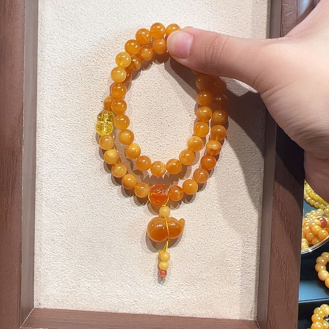 蜜蜡未镶嵌手链7.8mm蜜蜡手串