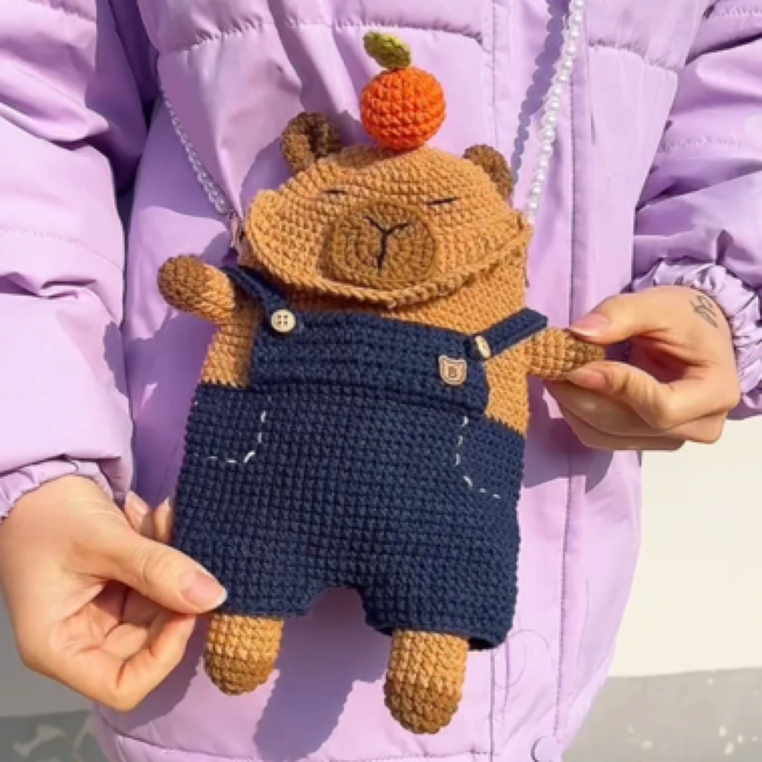 卡皮吧啦手机包包毛线包包玩偶钩织毛线编织针织成品可爱手工编织