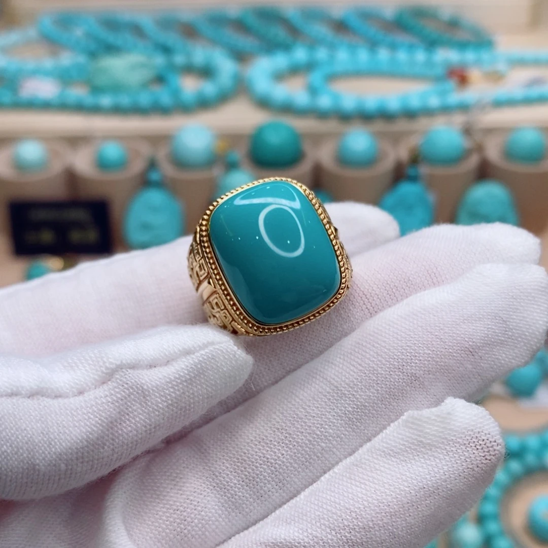 绿松石18K金镶嵌珠宝奇石