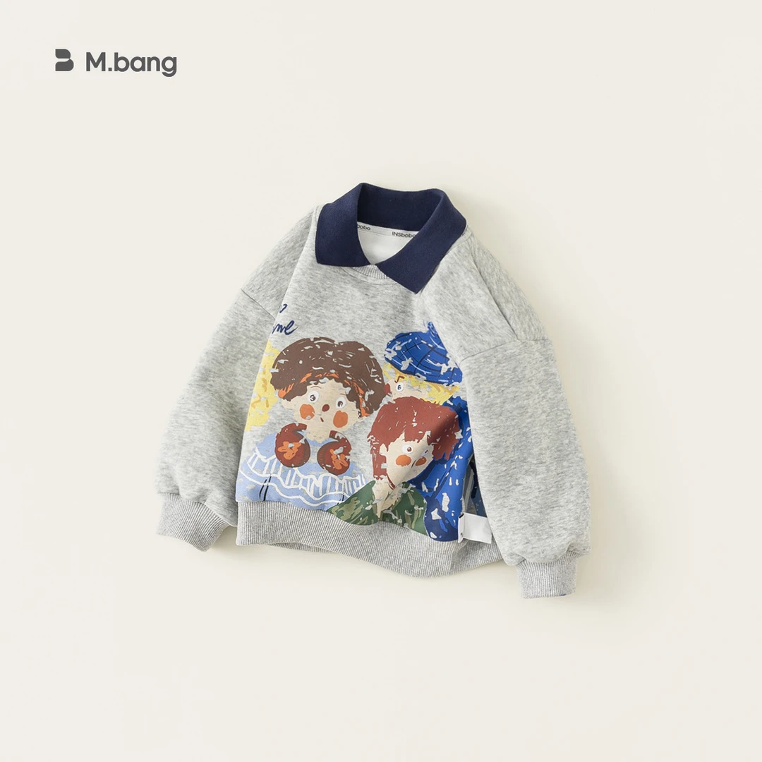 春款新品童装儿童卡通印花长袖男童翻领套头衫宝宝翻领卫衣