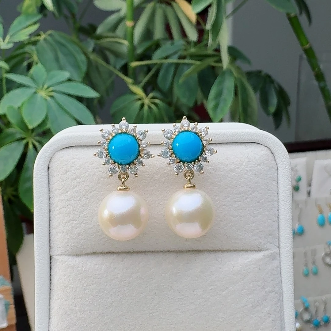 绿松石未镶嵌耳饰耳环