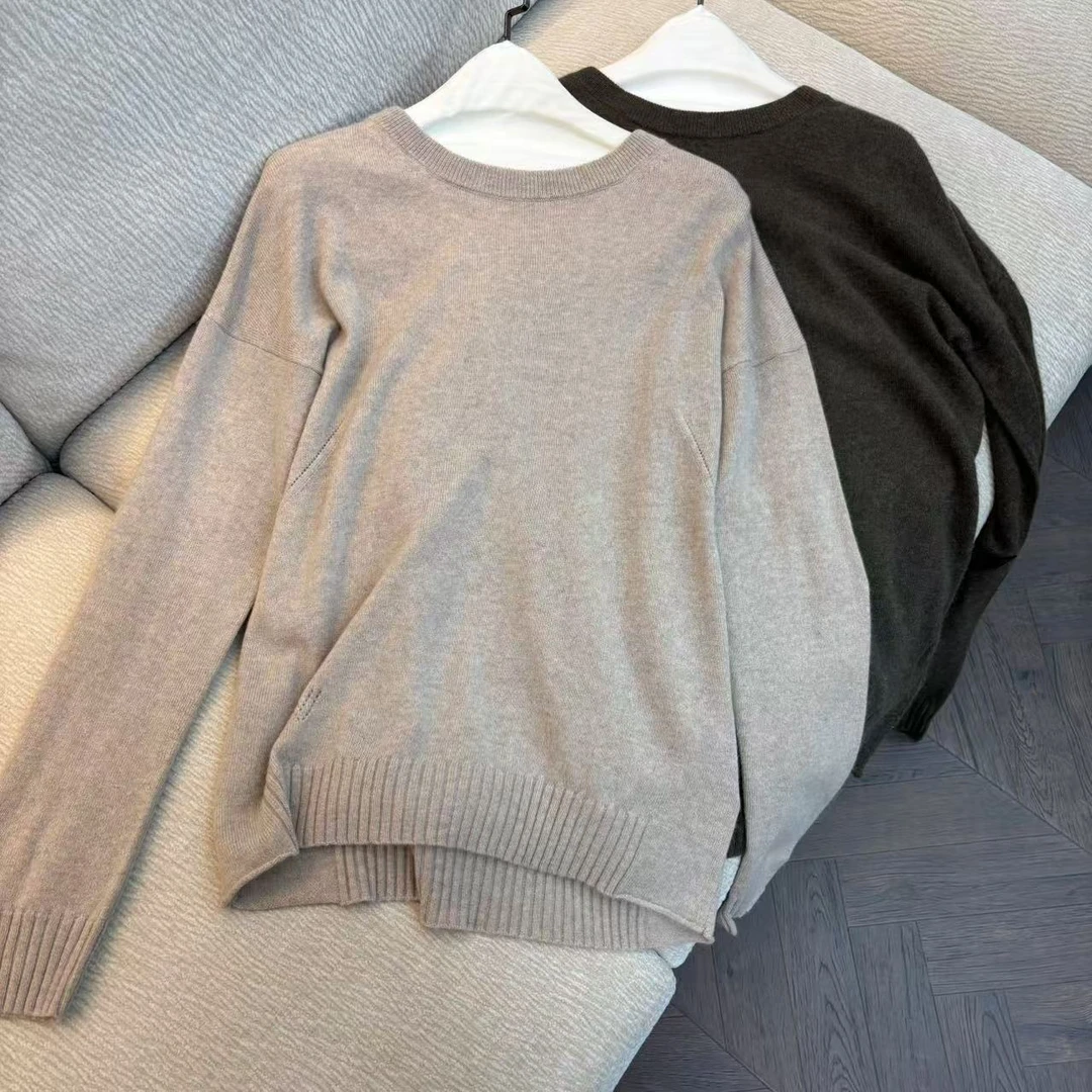 CSY3938 法国客人订单 星星贴布双色针织毛衣羊绒衫