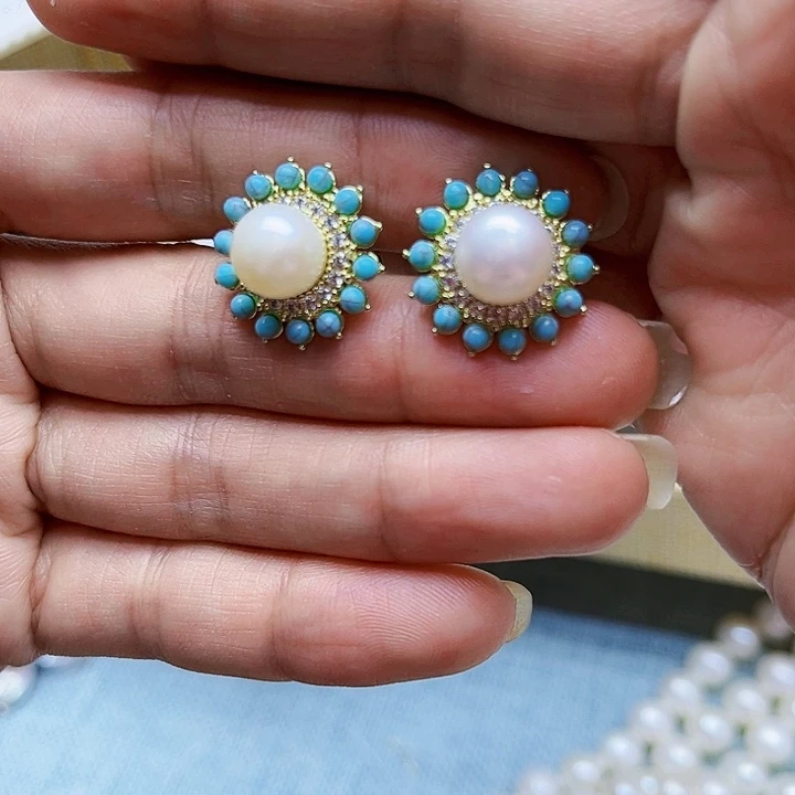 淡水珍珠胸饰银S925镶嵌