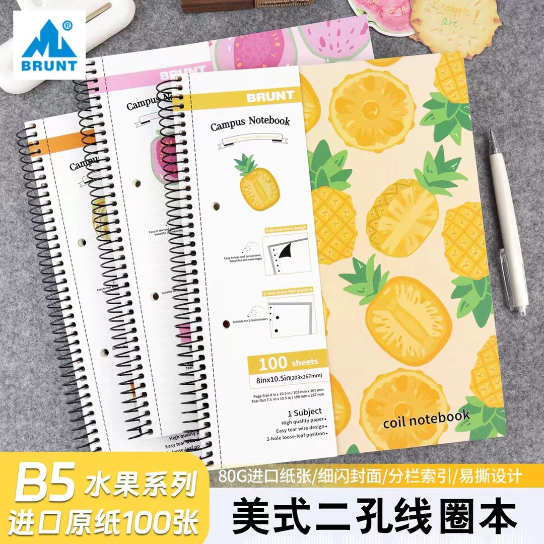 主力细闪B5美式瓜果系类线圈本高颜值加厚记事本6733
