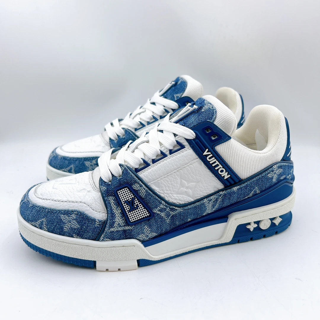 95新 LouisVuitton/路易威登 37码/蓝牛仔trainer板鞋/BM00904