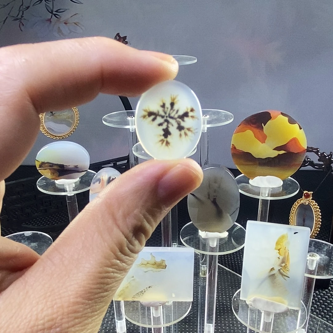 合成碳硅石非金属时尚图纹画面石饰品