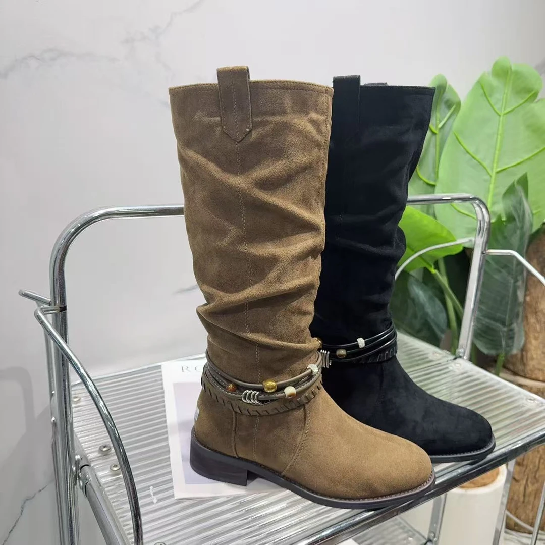 厚底靴女新款复古显瘦马丁套筒时装长靴SMG39-1