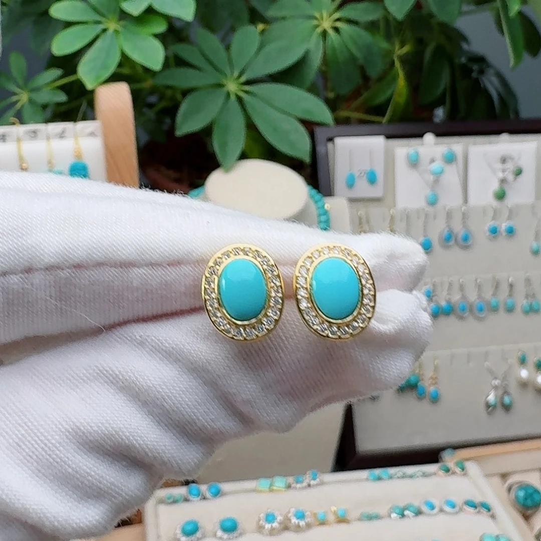 绿松石未镶嵌耳饰耳钉