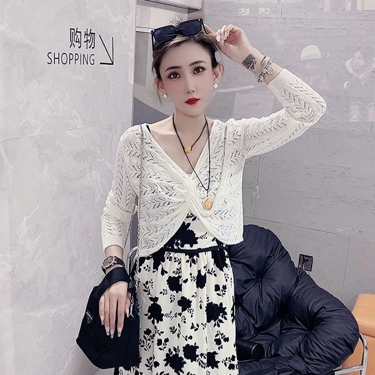 欧货吊带碎花裙两件套