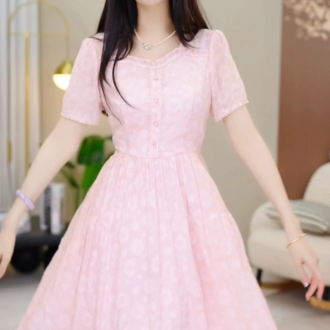 法式高端精致优雅连衣裙2025夏季新款时尚气质显瘦减龄中长款裙子