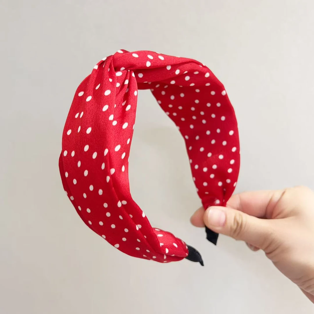 复古港风红色波点宽发箍J1978