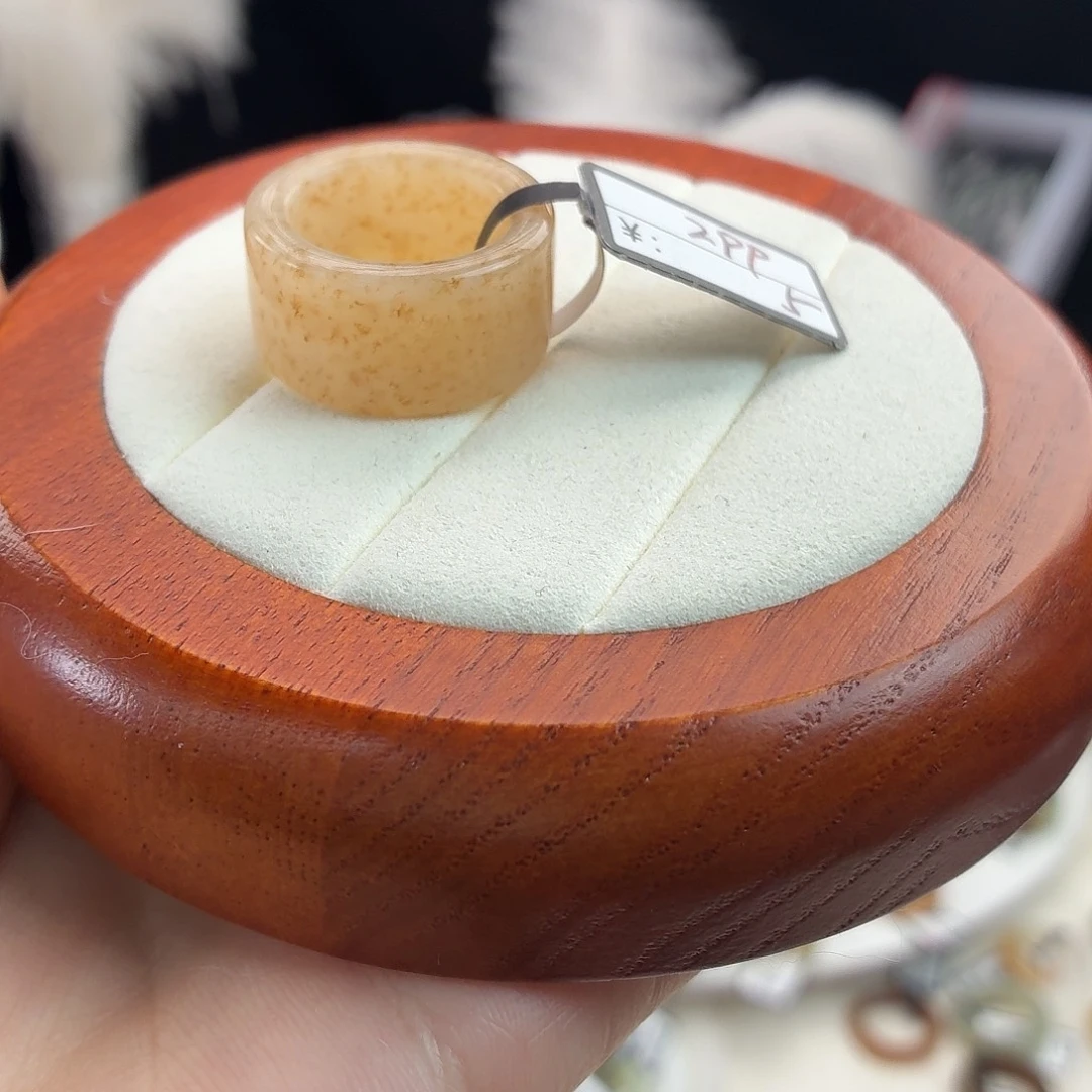 和田玉（糖玉）未镶嵌戒指r27桂花糖圆切17.3