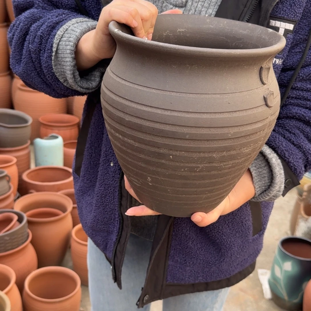 紫砂花盆口23高25宜兴紫砂 瑕疵掉耳