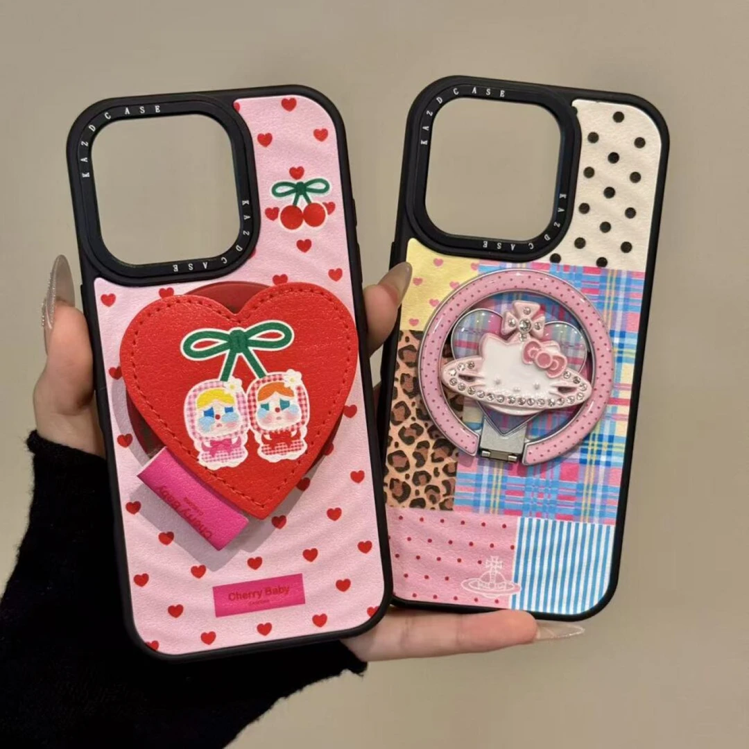 日韩撞色豹纹环绕星球猫咪哭娃适用iPhone16promax苹果15手机壳14