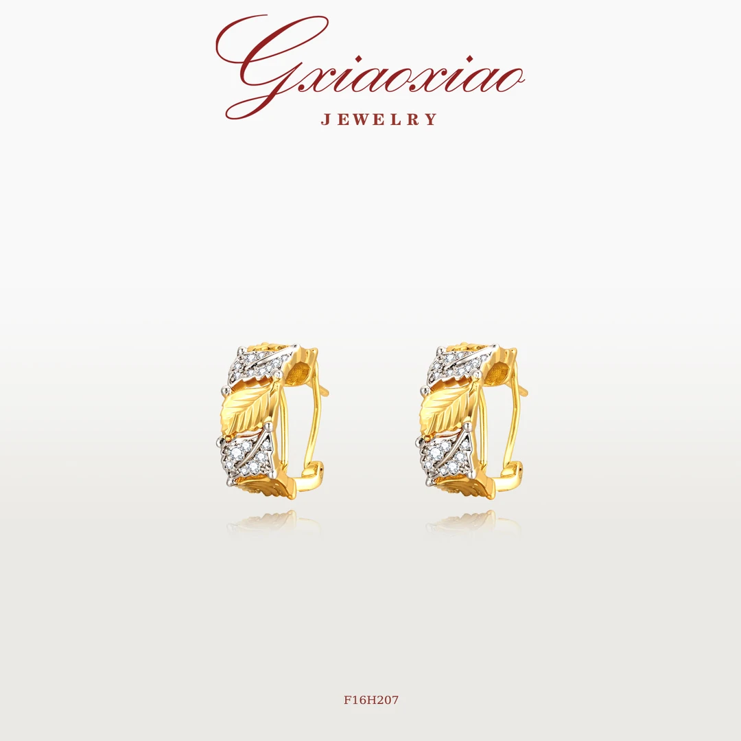 G XIAOXIAO 法式高级设计款复古双色枫叶耳环 F16H207