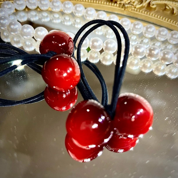 高端定制头绳/百搭复古红色高弹力森女可爱水果皮筋手工气质时尚