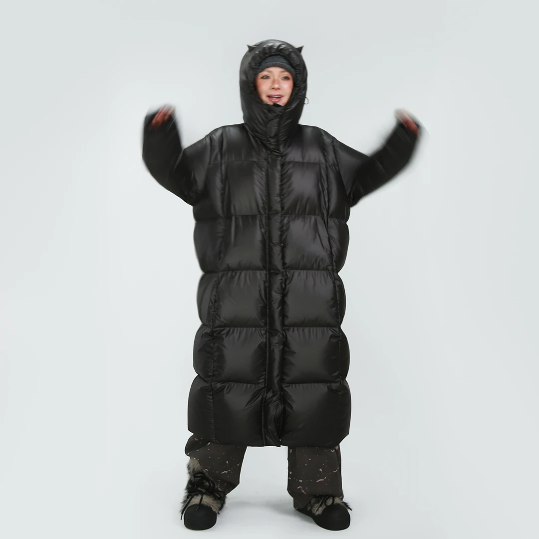 嬉游记原创2025冬极寒加厚高充绒鹅绒服女气质通勤高级感过膝外套