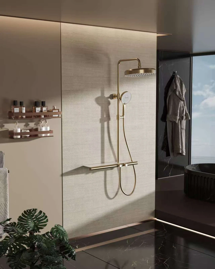 赛尼凯特  冷热圆管置物可升降花洒套装