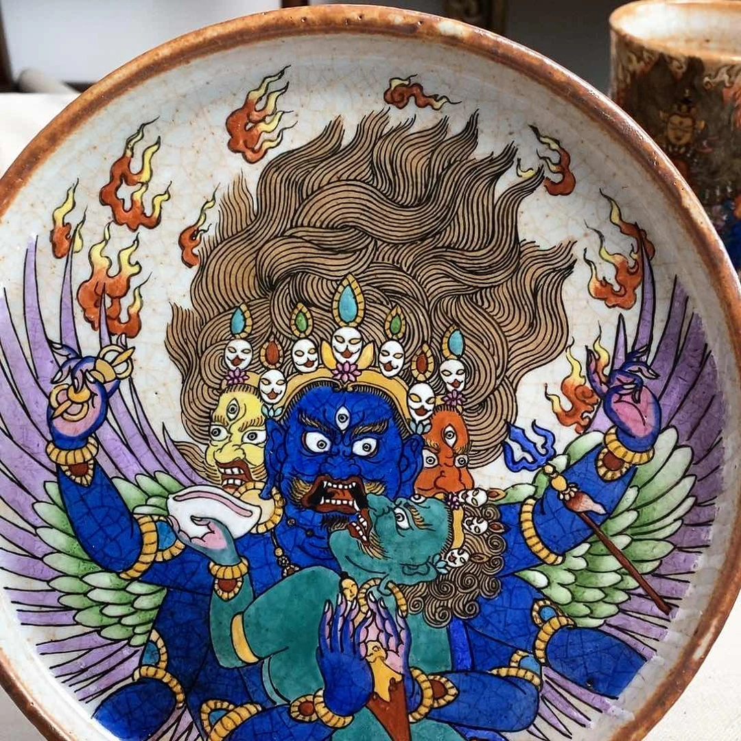 手工手绘普巴金刚茶盘