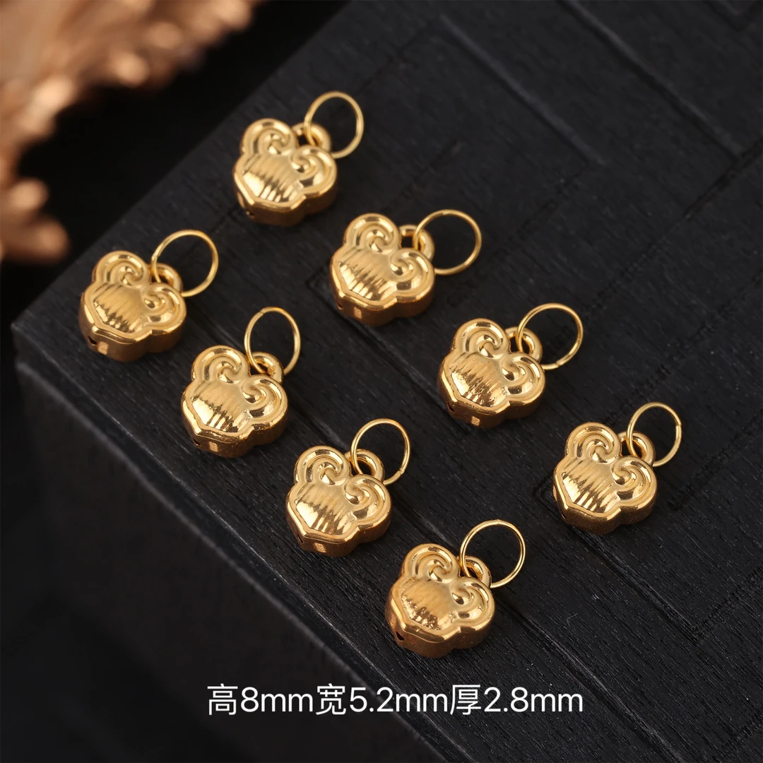 【来福工厂】18k金精工如意小挂坠提溜编绳手串项链侧挂配饰